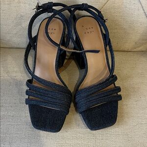 A New Day Women's Black Strappy Heels